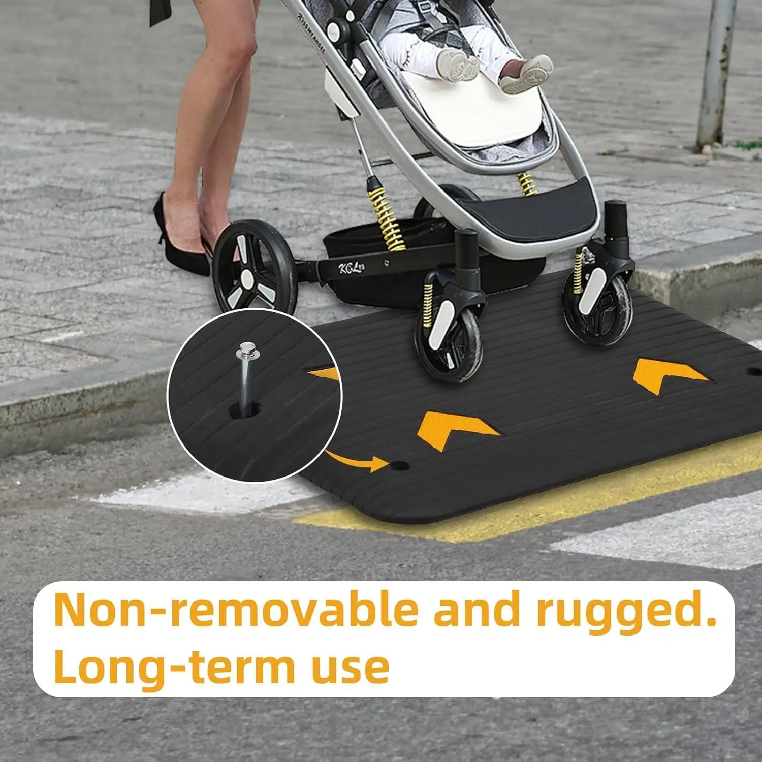 4" Rise Rubber Threshold Ramp for Doorway, Cars, Motorcycles Wheelchair & Scooter Heavy Duty Curb Ramp for Driveway Stairs