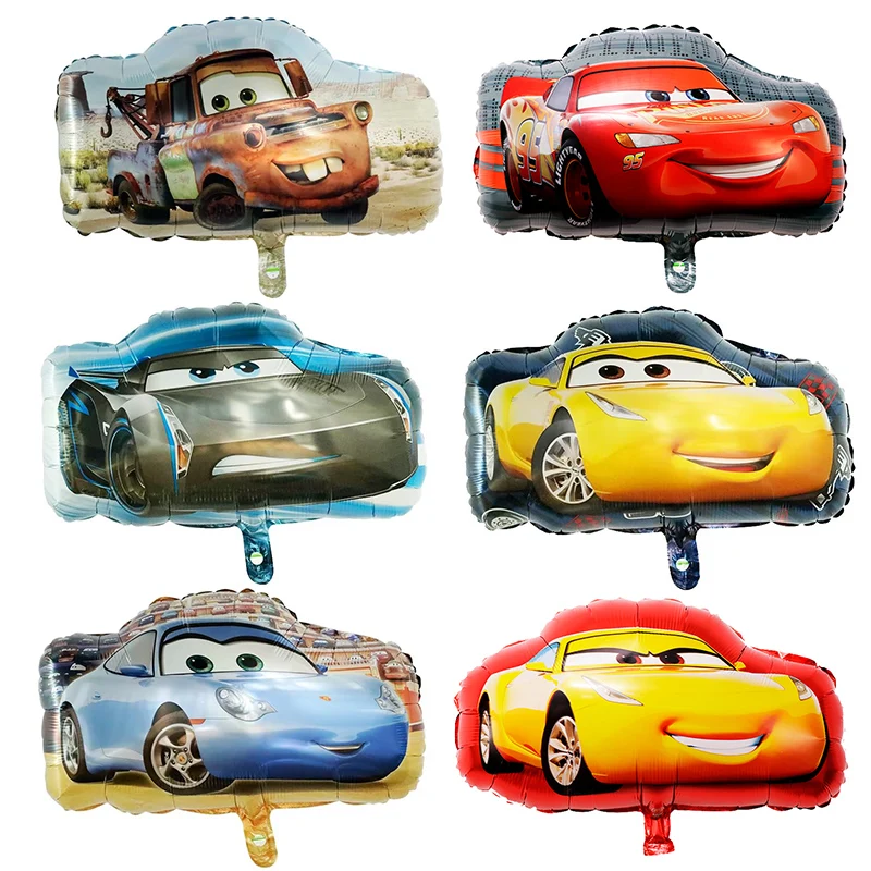 6pcs Disney Lightning McQueen Car Cartoon Balloons Kids Baby Happy Birthday Party Decoration McQueen Foil Balloons Kids Toys