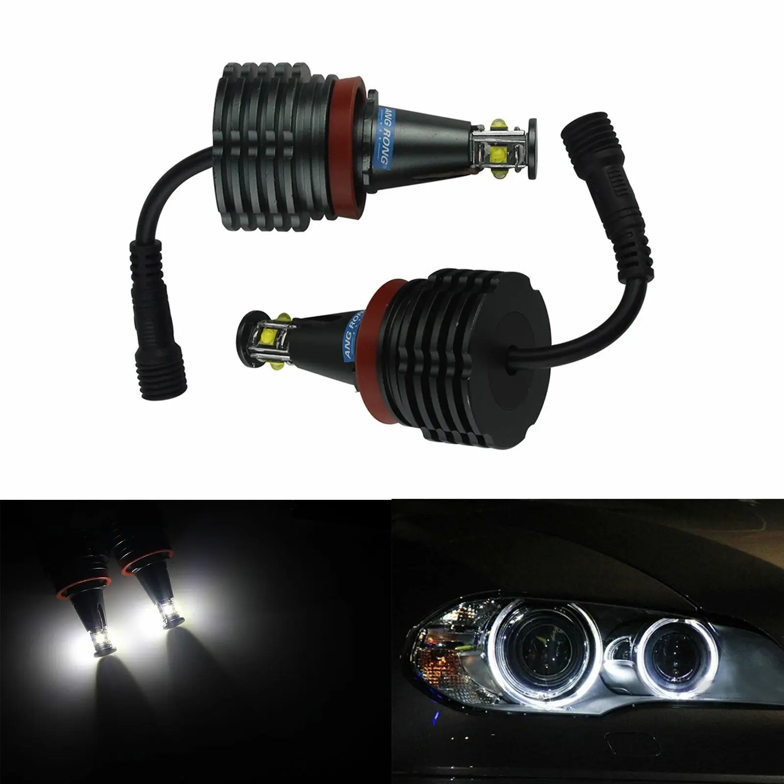 

2x High Power H8 40W LED Marker BMW Angel Eyes Halo Rings Headlight Lamp Bulbs