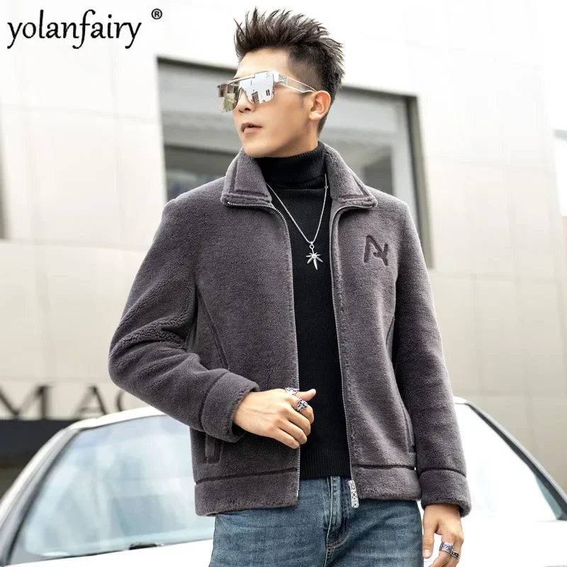 

Korean Real Fur Coat Men's Natural Wool Fur Jacket Granular Lamb Fur Coats and Jackets for Men Short Slim Casual Fur Clothes FCY