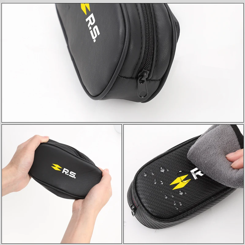 Car Door Leather Bag Velcro-fastened Sunglasses Storage Box Accessories For Renault RS Performance Clio Scenic Logan Megane