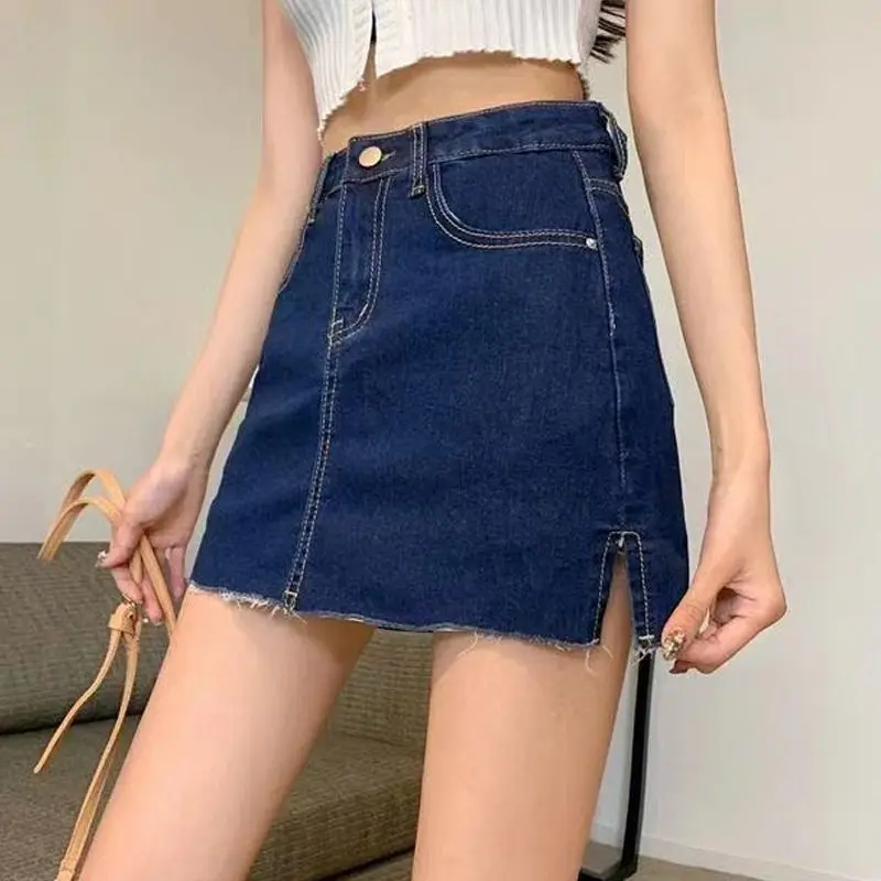 Pantalones cortos de mezclilla para mujer, bolsillos lisos con botones, ropa de calle que combina con todo, Harajuku, nueva cintura alta, dulce moda, estilo coreano Simple