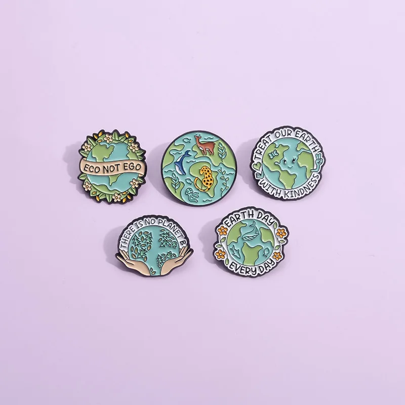 Protecting Our Ecological Environment Enamel Pins Earth Day Every Day Brooches Lapel Badges Funny Nature Jewelry Gift Wholesale