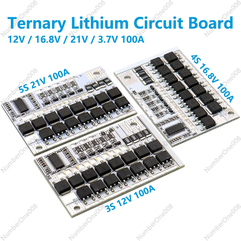 5/20Pcs 5S 4S 3S BMS 100A 21V 18V 16.8V 12V 18650 Li-ion LMO Ternary Lithium Battery Protection Circuit Board Balance Charging