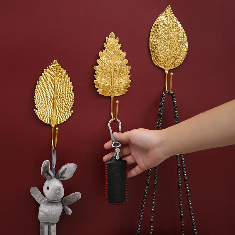 

Nordic Light Luxury Leaf Hook Creative Home Door Porch Coat Hook Room Wall Hanging Coat Hook Wall Decoration