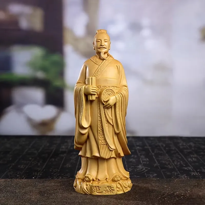 Boxwood Fan Li  the Sage of Commerce Sculpture Graceful Strategist Symbol of Prosperity an Inspiring Bust