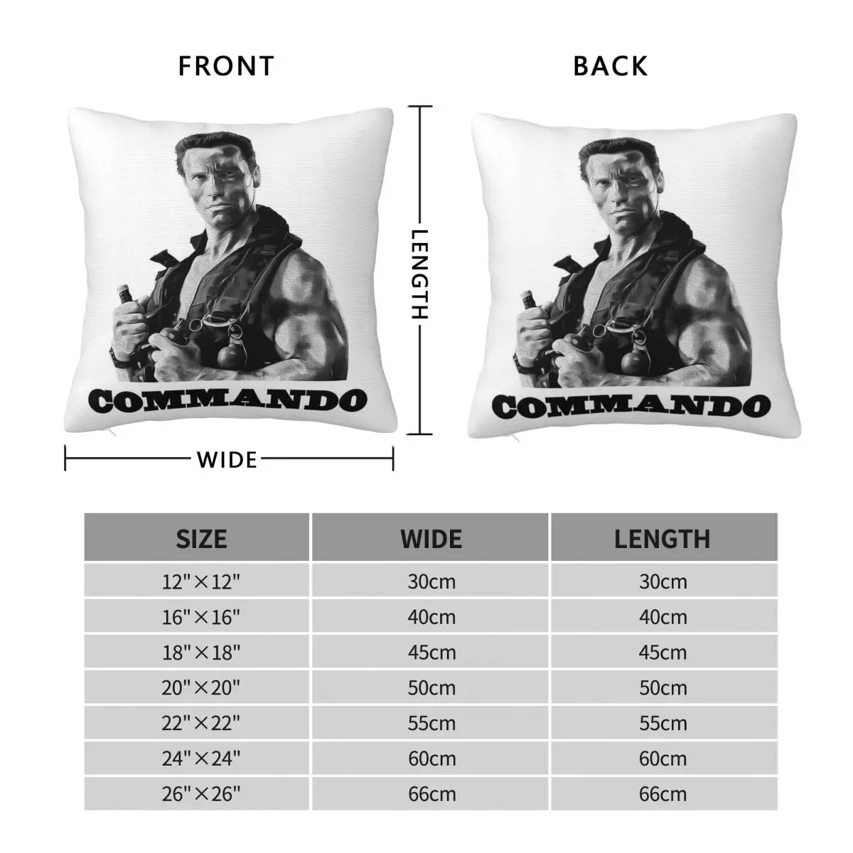Commando Arnold Schwarzenegger Square Pillowcase Polyester Linen Velvet Printed Zip Decor Pillow Case Home Cushion Cover