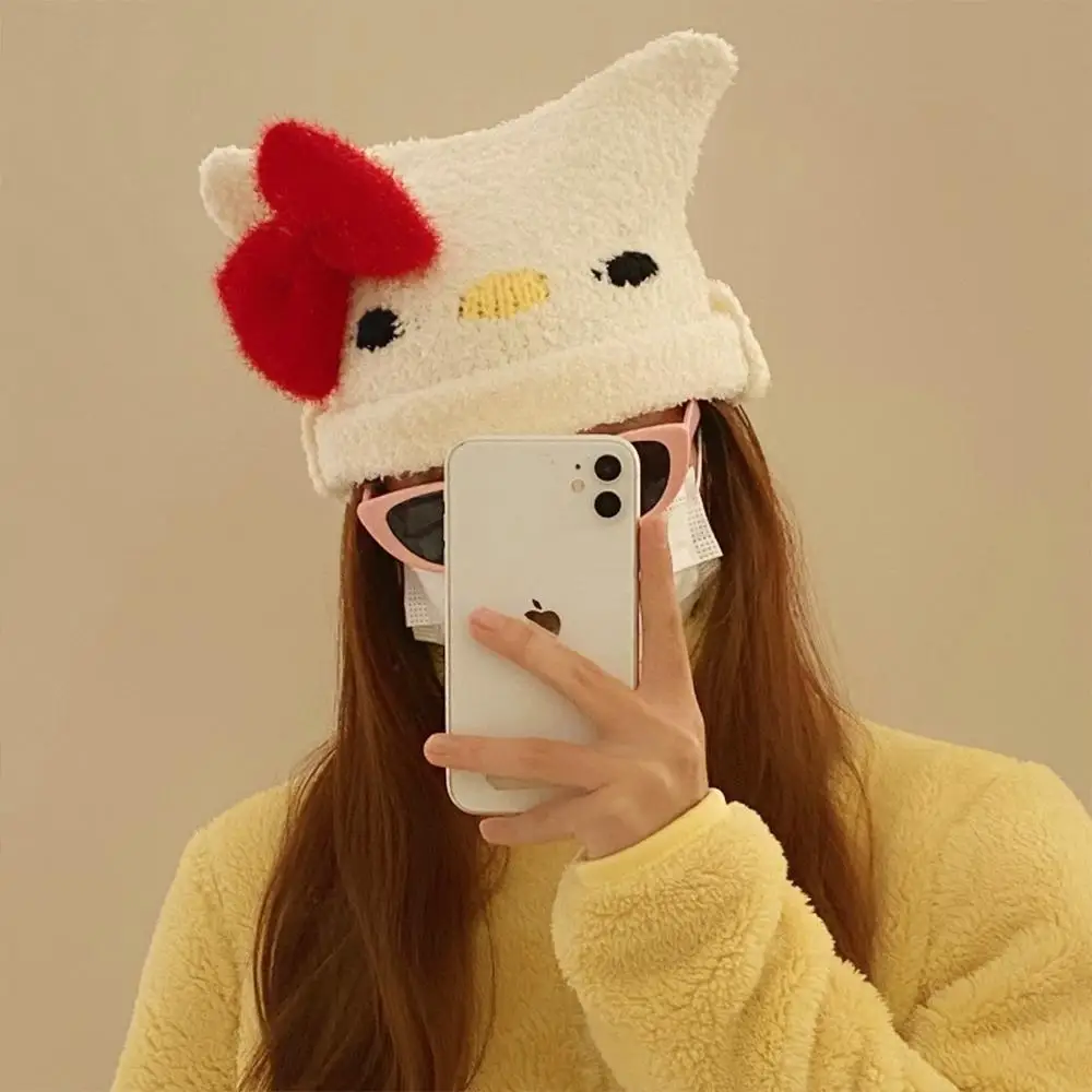 Sanrio Anime Y2K Hello Kitty Knitting Hat Kawaii Plush Hat Outdoor Cycling Protection From Cold Protect Ears Windproof Girl Gift