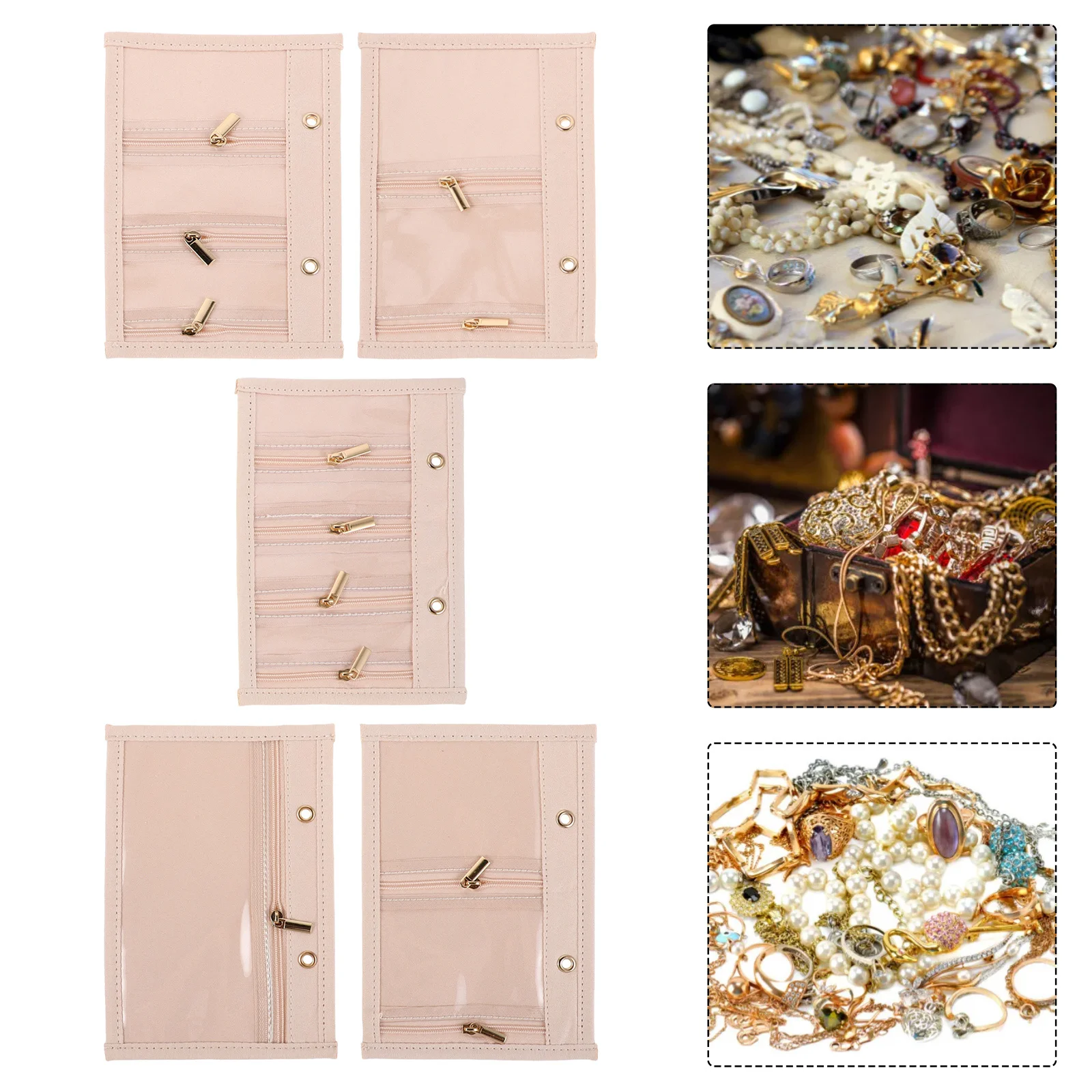 

5Pcs Jewelry Storage Bags Soft Material Travel Organizer Portable Pouch for Necklace Earrings Bracelets Rings Tiny Jewelry Pouch