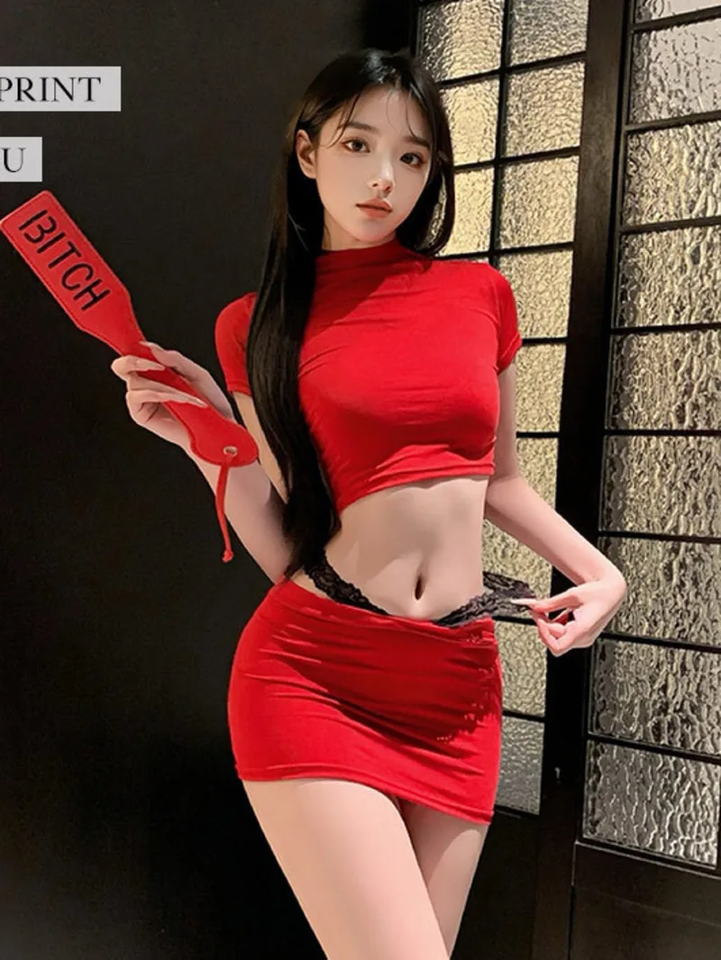 

Модный наряд Hot Girl Slim Pure Desire Черное сексуальное облегающее платье с открытыми плечами и короткими рукавами с низкой талией, комплект с юбкой из двух предметов I0SD