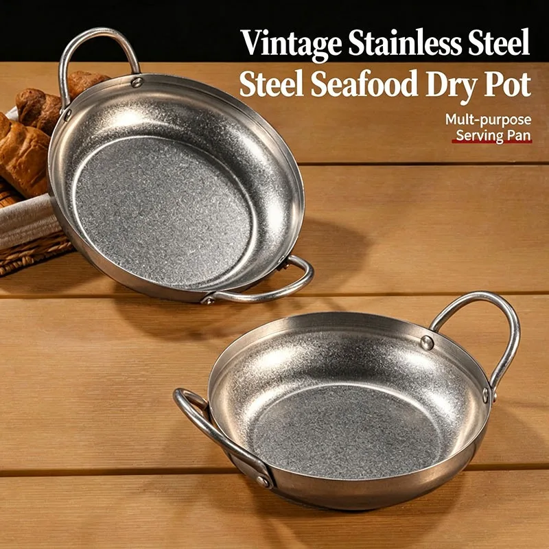 Stainless Steel Seafood Stew Pot with Unique Antique Look and Snowflake Gray Detail for Home and Restaurant Use