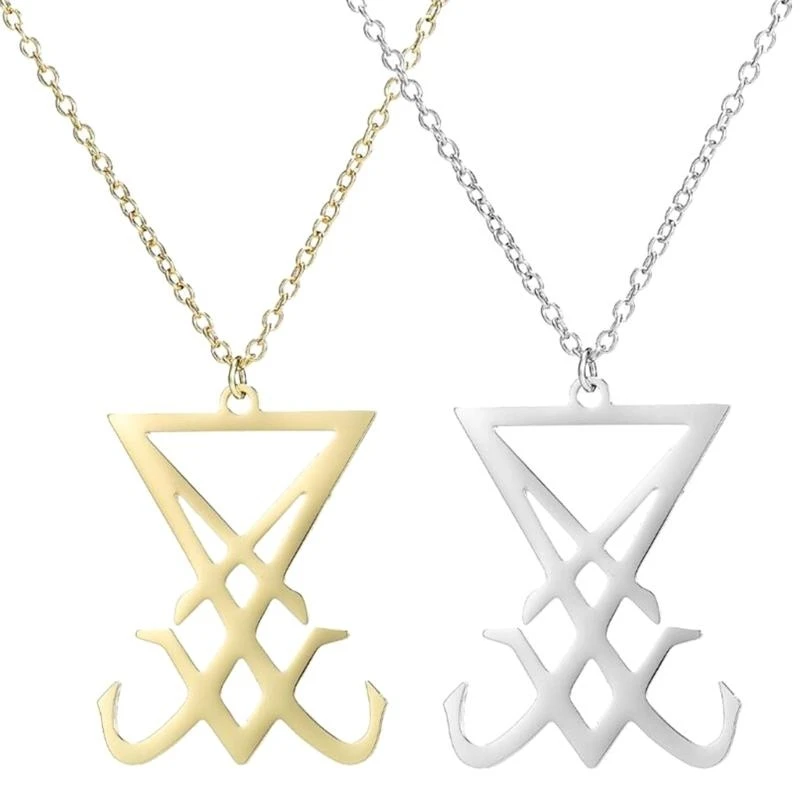 Satan Symbol Necklace Stainless Steel of Pendant Chain for Men Boy