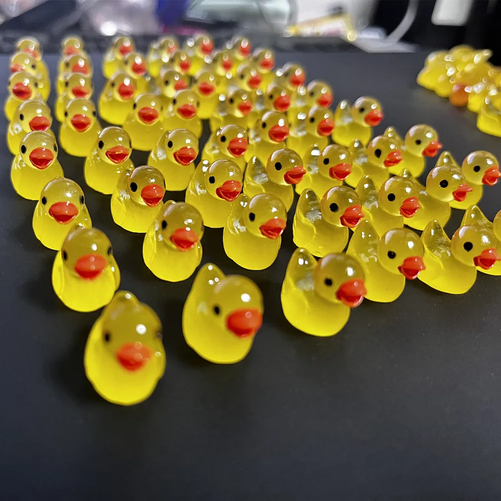 50Pcs Mini Yellow Ducks Luminous Duck Ornament Miniature Figures Tiny Duck Micro Fairy Garden Landscape Fairy Garden Home Decor