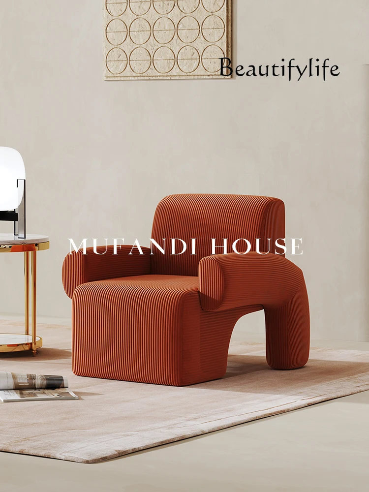 Sedia semplice e moderna per il tempo libero, tessuto rosso, soggiorno, divano di lusso leggero, poltrona di design