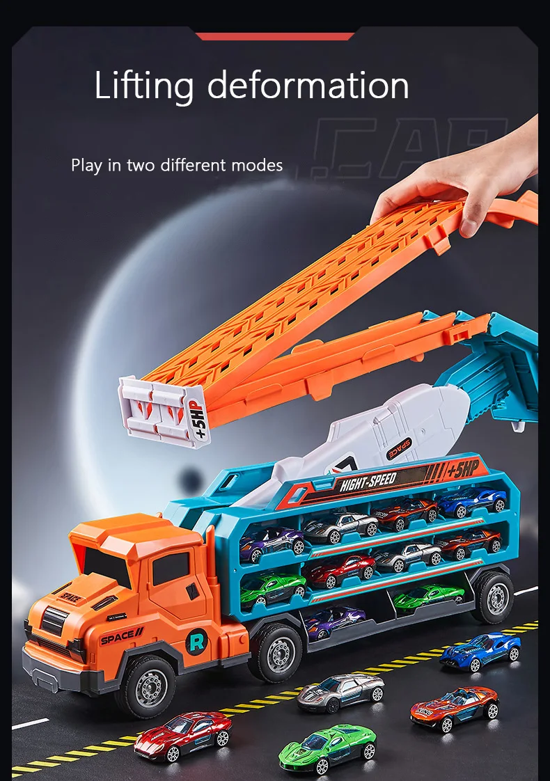 Coaster Type Racebaan Auto-Rocket Lift Getransformeerde Racewagen Combinatie-Kerstmis, Thanksgiving, Nieuwjaar Verjaardag Speelgoed Geschenken