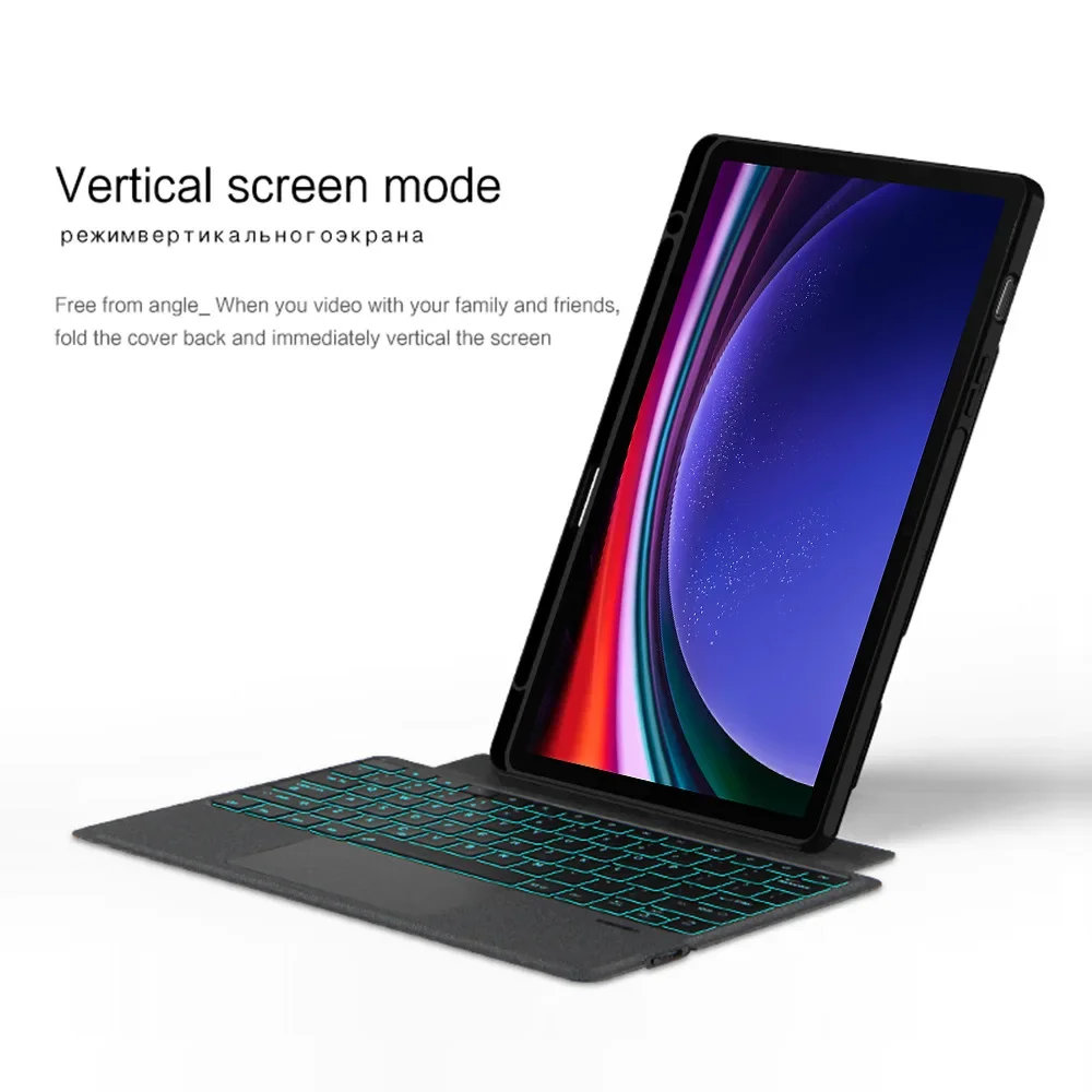 Adequado para Tab S9 + FE Plus 12,4 polegadas, capa de teclado S8/A9 Espanha, Francês, Coreano, Russo A8