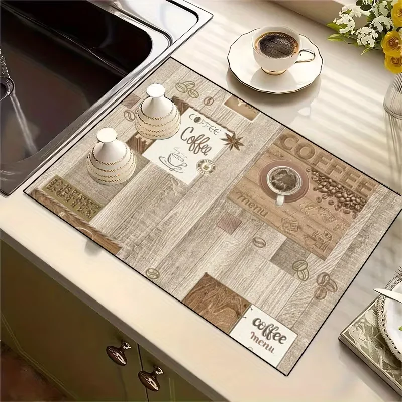 Floral Pattern Drainage Mat Coffee Machine Mat Table Mat Suitable for Kitchen Dining Room Living Room Can Be Given As A Gifts