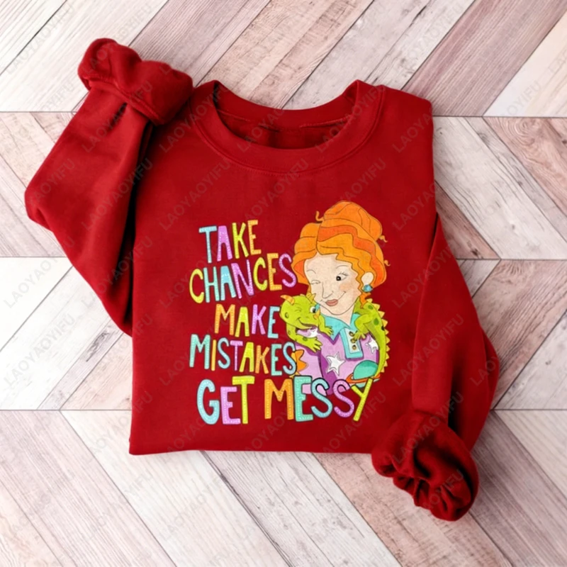 خذ القدرات اصنع الأخطاء الحصول على سويت شيرت فوضوي Miss Frizzle Fun Magic School Bus هدية المعلم العودة إلى المدرسة ريترو المرأة هودي