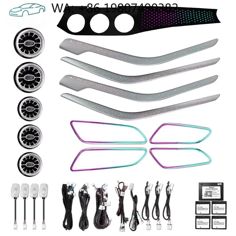W117 CLA W156 GLA Dynamic Panel Lamp, 64 Color LED Interior Ambient Light Compact Car Dashboard Trim Decor Upgrade Kits