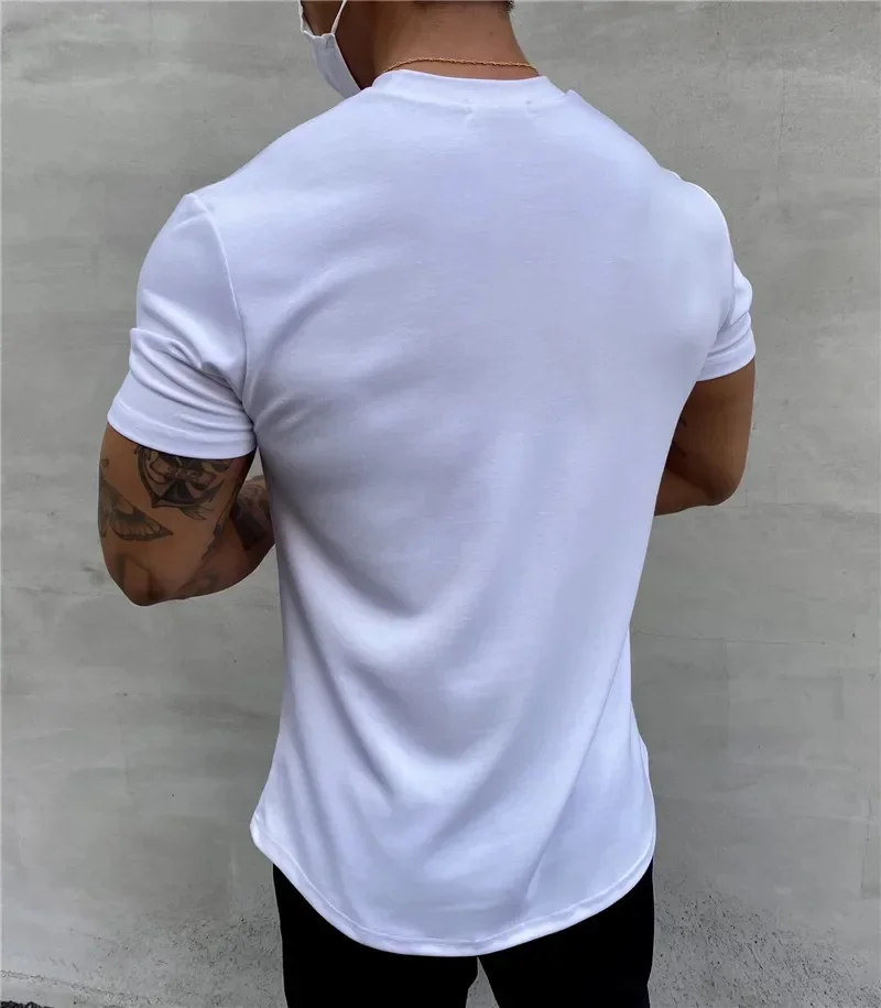 NEW Summer Gym T shirt Men Fitness Cotton short sleeve t-shirt Round neck slim fit Training Tees Casual sports t shirt man tops