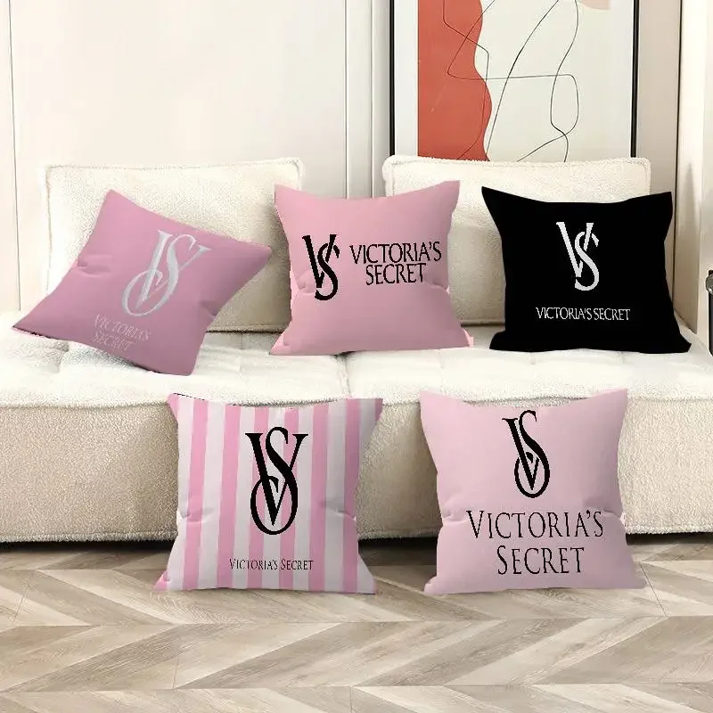 V-VICTORIA S-SECRET fundas de almohada sofá de dibujos animados decorativo hogar impresión de doble cara funda de cojín bonita de felpa corta