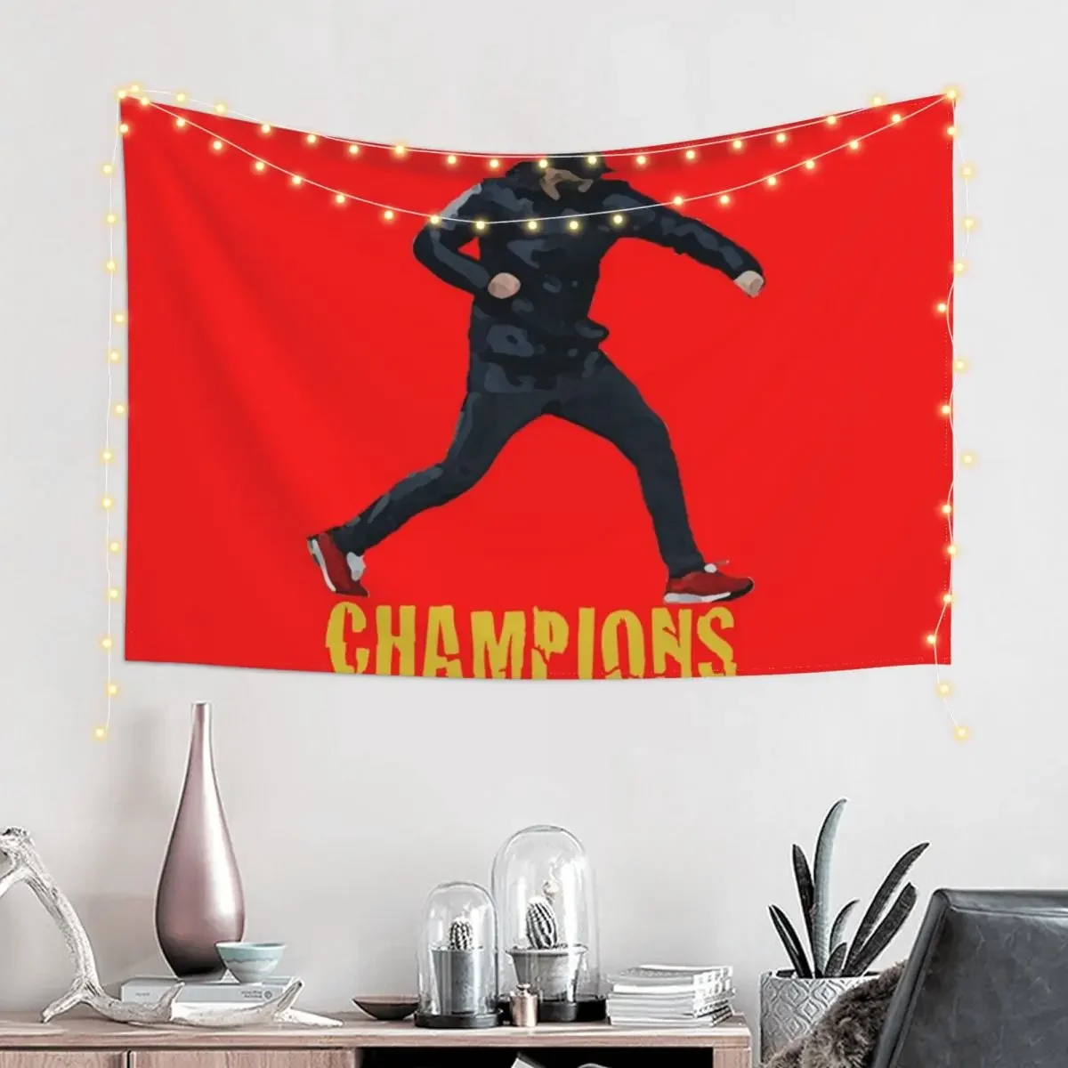 Klopp Liverpool Champions Gold Art Tapestry Wall Hanging Bedroom Decoration Carpet Wall Home Decoration Tapestry