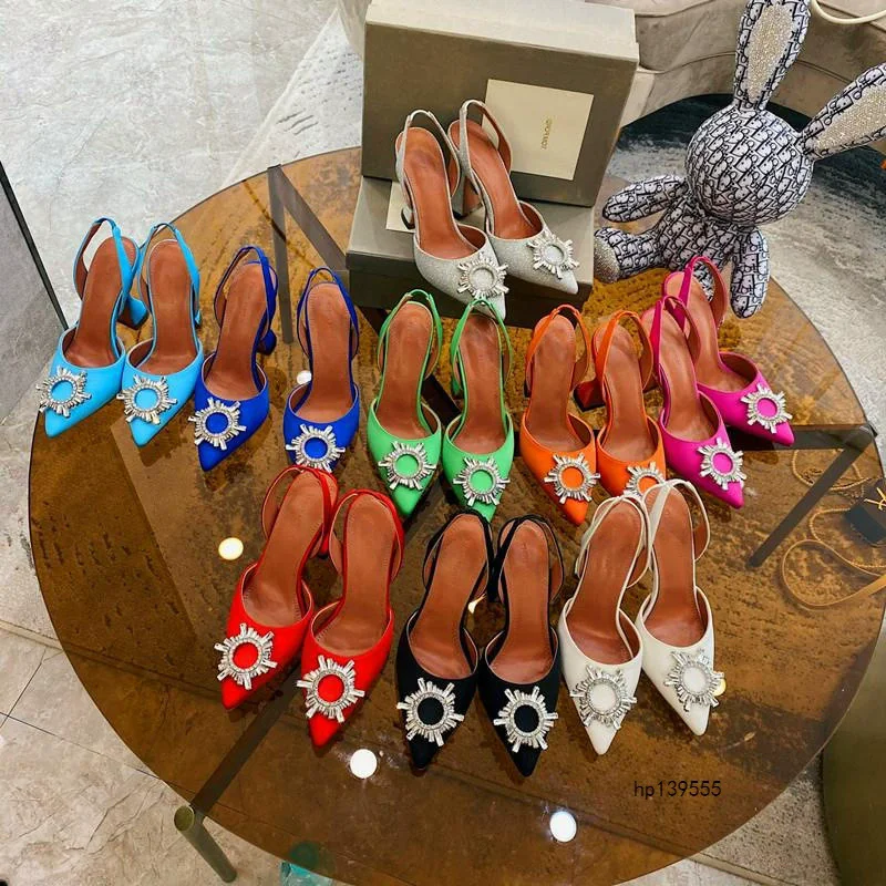 Summer new pointed sequins silk sunflower rhinestone buckle sandals banquet large size wine glass heel high-heeled women's shoes
