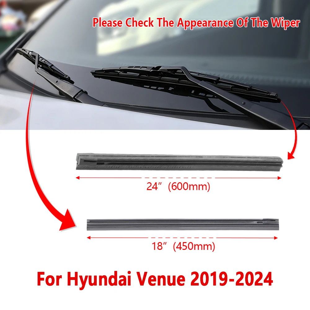 For Hyundai Venue 2019 2020 2021 2022 2023 2024 Wiper Refill Rubber Strip 18