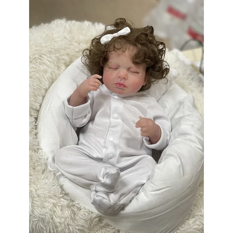 

49CM Loulou Lifelike Already Painted Doll Newborn Baby Reborn Doll Hand Paint with Genesis High Quality 3D skin Tone