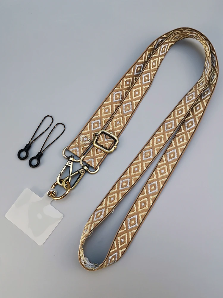 Cordino per telefono a tracolla retrò Fascia da collo Custodia universale per cellulare Cordino pendente Cinturino lungo anti-perdita telescopico regolabile