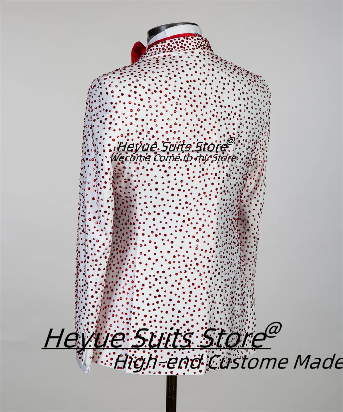 High-end Shiny Diamond Men Suits Slim Fit Double Breasted Groom Tuxedos 2 Pcs Sets Peak Lapel Male Blazers Handsome Ropa Hombre