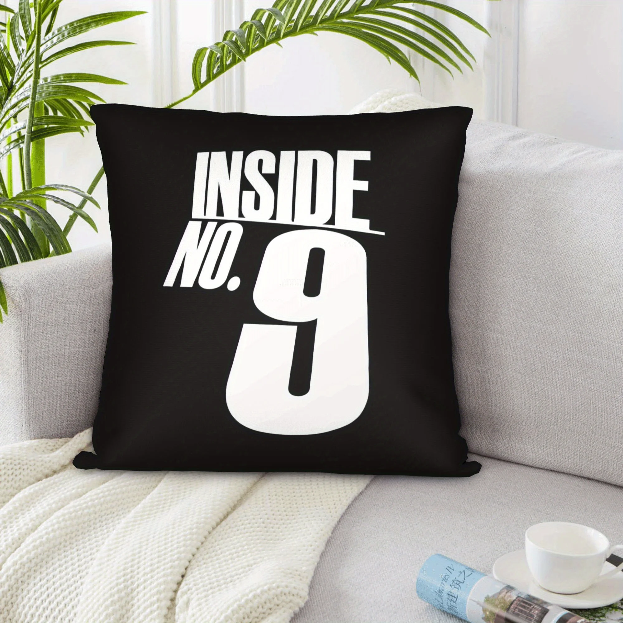 1pc Number 9 Logo Throw Pillow Cover, for Porch Patio Sofa Living Room Outdoor Decor (No Insert)
