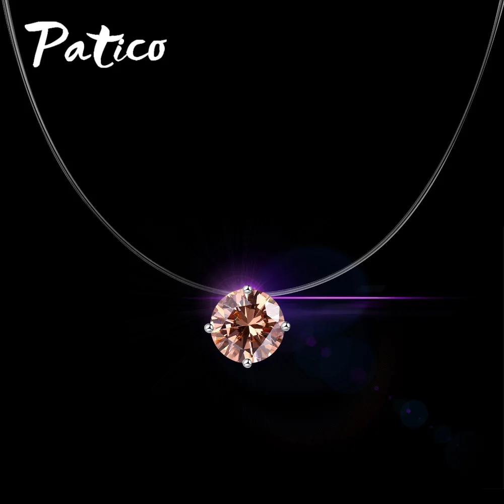 Fashion Jewelry Top Quality Transparent Fishing Line Chain Link Zircon CZ Choker Necklace Gift for Women