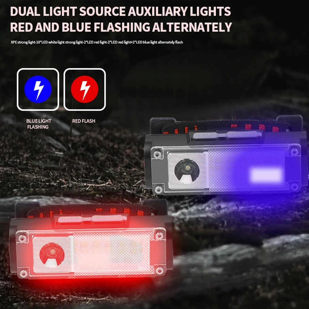 LED Headlamp Type-C USB Fast Charging Headlight Outdoor Waterproof Head Lamp Super Bright Head Light for Camping Hiking Fishing