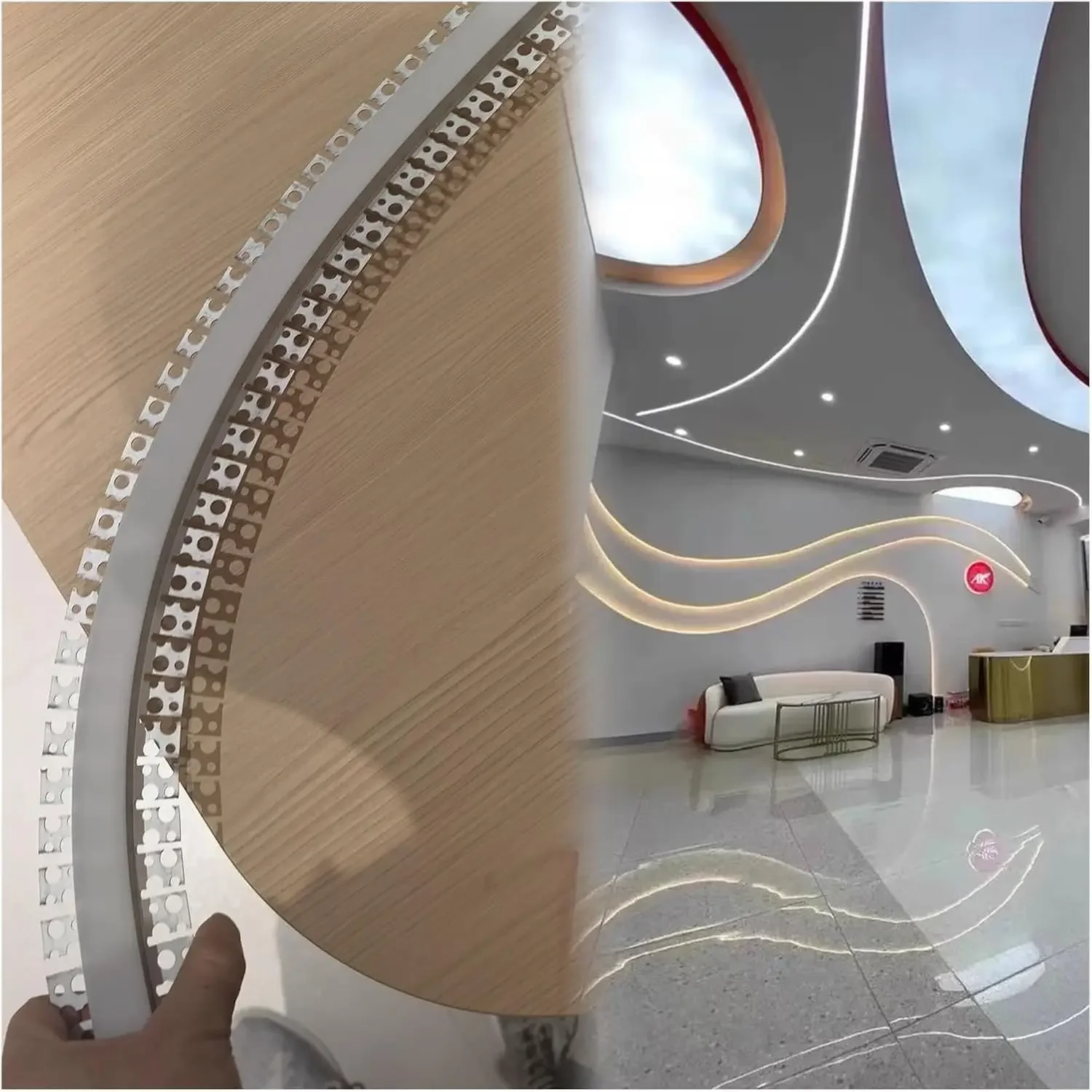 Tile Edge Led Strip Light Channel with Flange Flat, Led Channel Recessed Wider for Between Drywall, Perfiles De Aluminio/Metal F