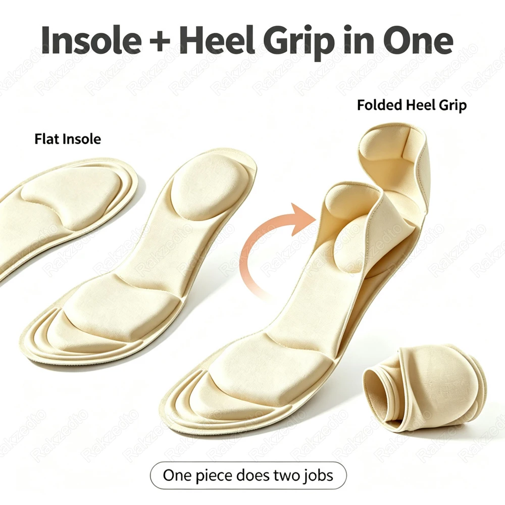 2Pair Memory Foam Massage Shoe Insoles for Woman High Heels All Day Standing Pain Relief Insoles With Heel Pads for Loose Shoes