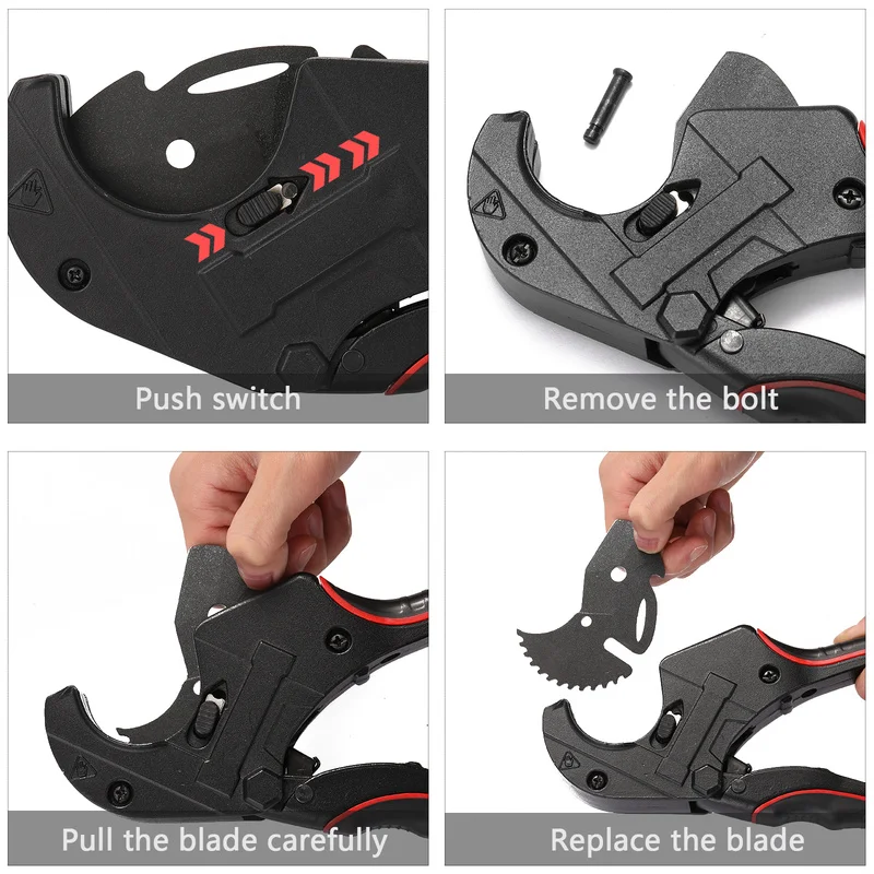 Pipe Cutter 32mm-75mm Aluminum Alloy Body Ratchet Scissor Pipe Cutter PVC/PU/PP/PE Hose Cutting Hand Tool