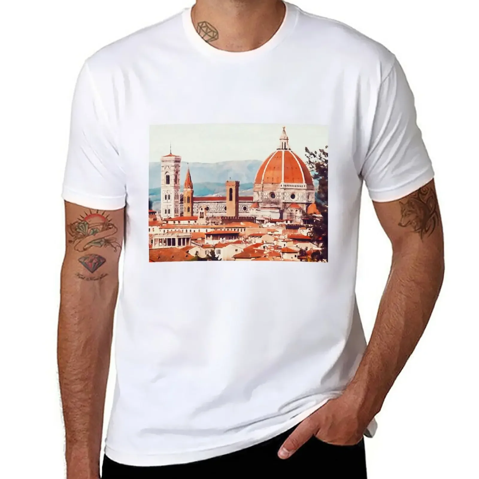 Florence Cityscape T-Shirt anime summer top men clothes