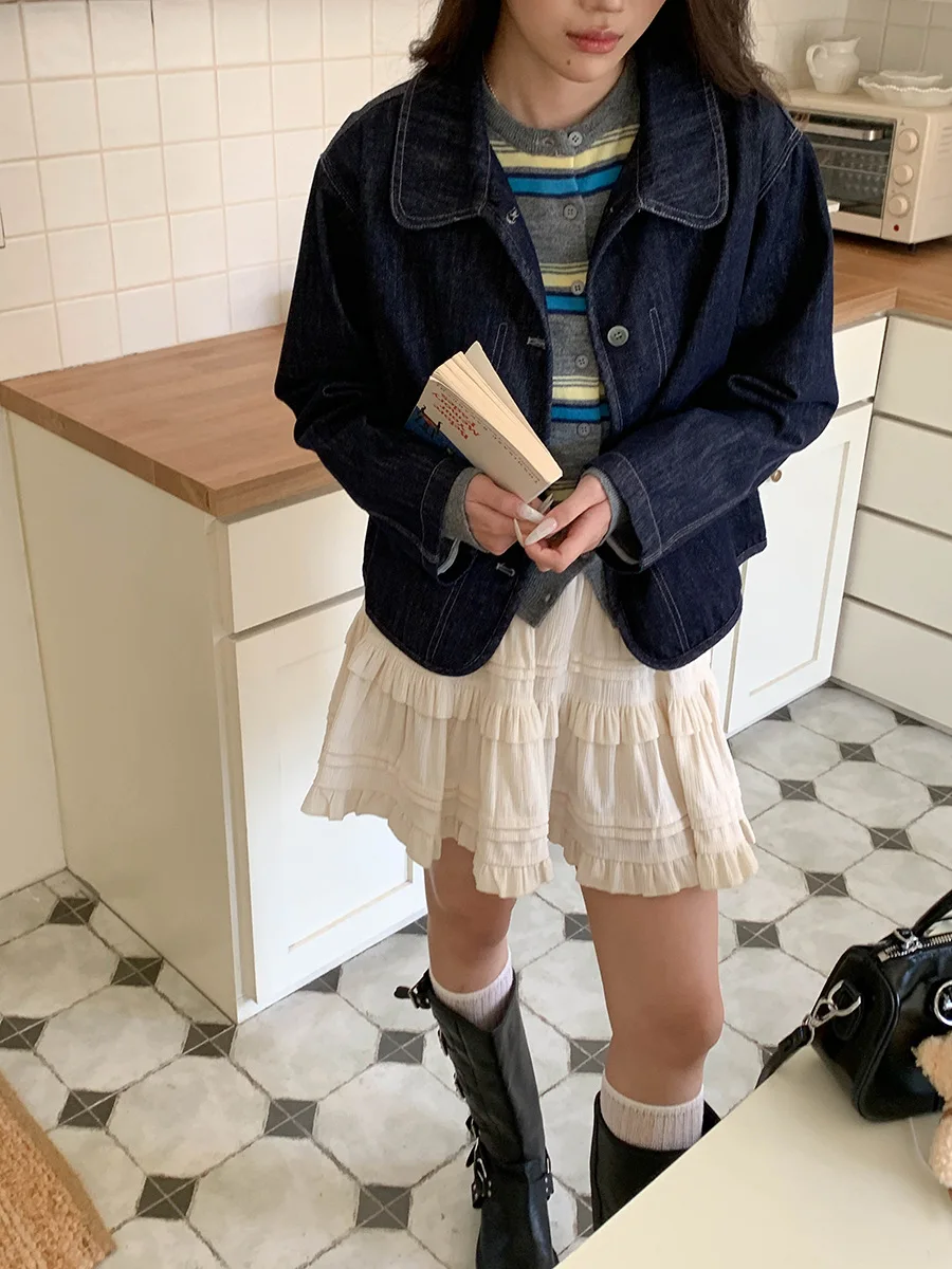 

Женское повседневное джинсовое пальто, куртка с длинными рукавами, новая осенняя удобная верхняя одежда