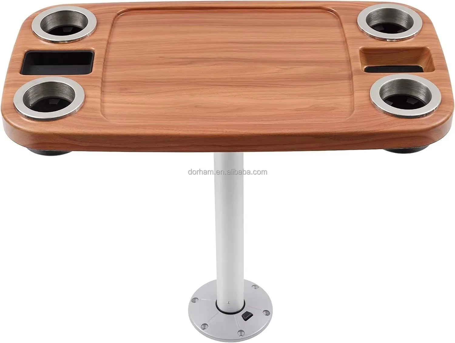 Marine Grade ABS Removable Boat Table with Aluminum Pedestal – Heavy Duty Portable Table for Yacht, Pontoon & RV