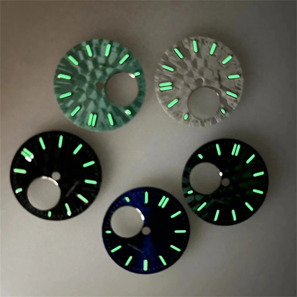 Nh34 Wijzerplaat 28.5Mm Groen Lichtgevend Horloge Wijzerplaat Voor Nh34 Nh38 Beweging Mechanische Horloge Accessoires