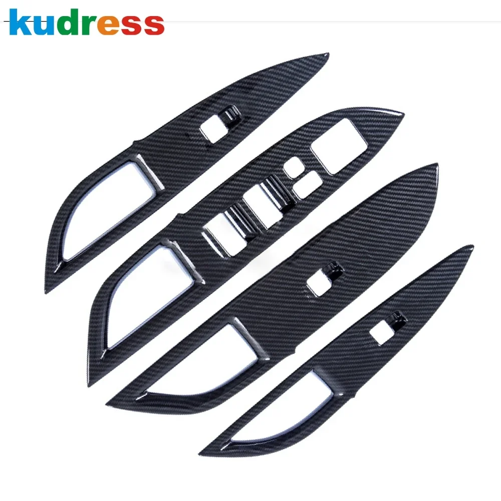 For Mitsubishi Outlander 2013-2019 2020 2021 Carbon Fiber Car Inner Door Armrest Handle Strip Cover Trim Interior Accessories