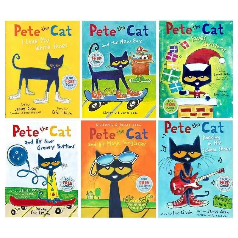 

Pete The Cat Picture Books Kids Babies Famous Stories Learning English Stories Children's Book Set Bedtime Reading Gifts for Bab