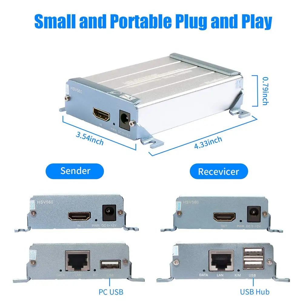 KVM HDMI Extender 80m 262ft Lossless and No Time Latency HDMI Extender Over IP with Audio Extractor