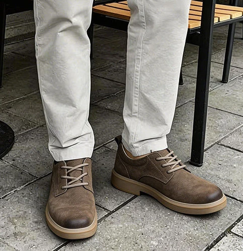 LIHUAMAO Grade A Cow leather men derby shoes lace up work shoes outdoor walking sneaker casual oxford shoes street style