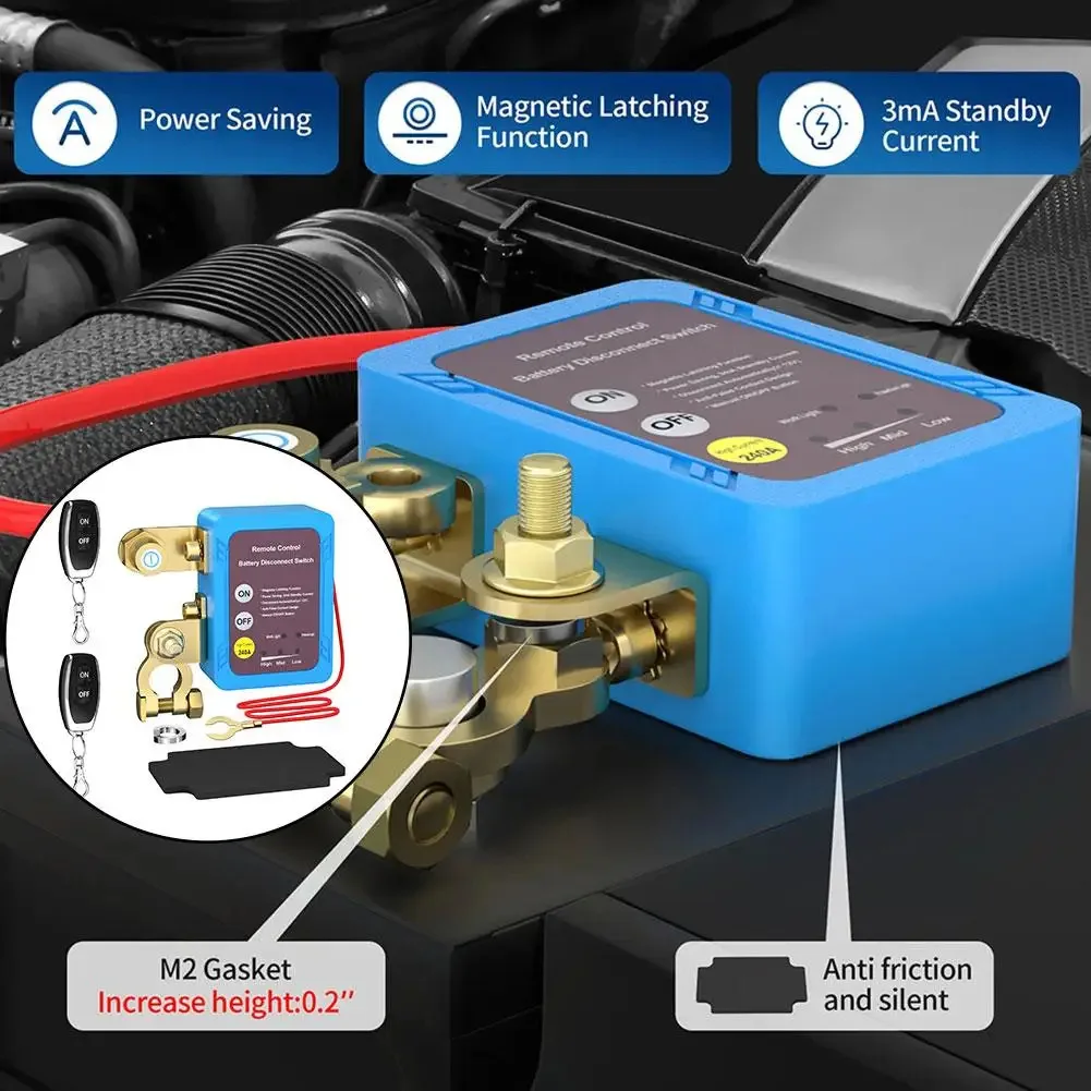 

12V Battery Master Disconnect Switch, Battery Master Switch with Remote, Heavy Duty Car Battery Kill Switch, 240A 433MHz Anti-th