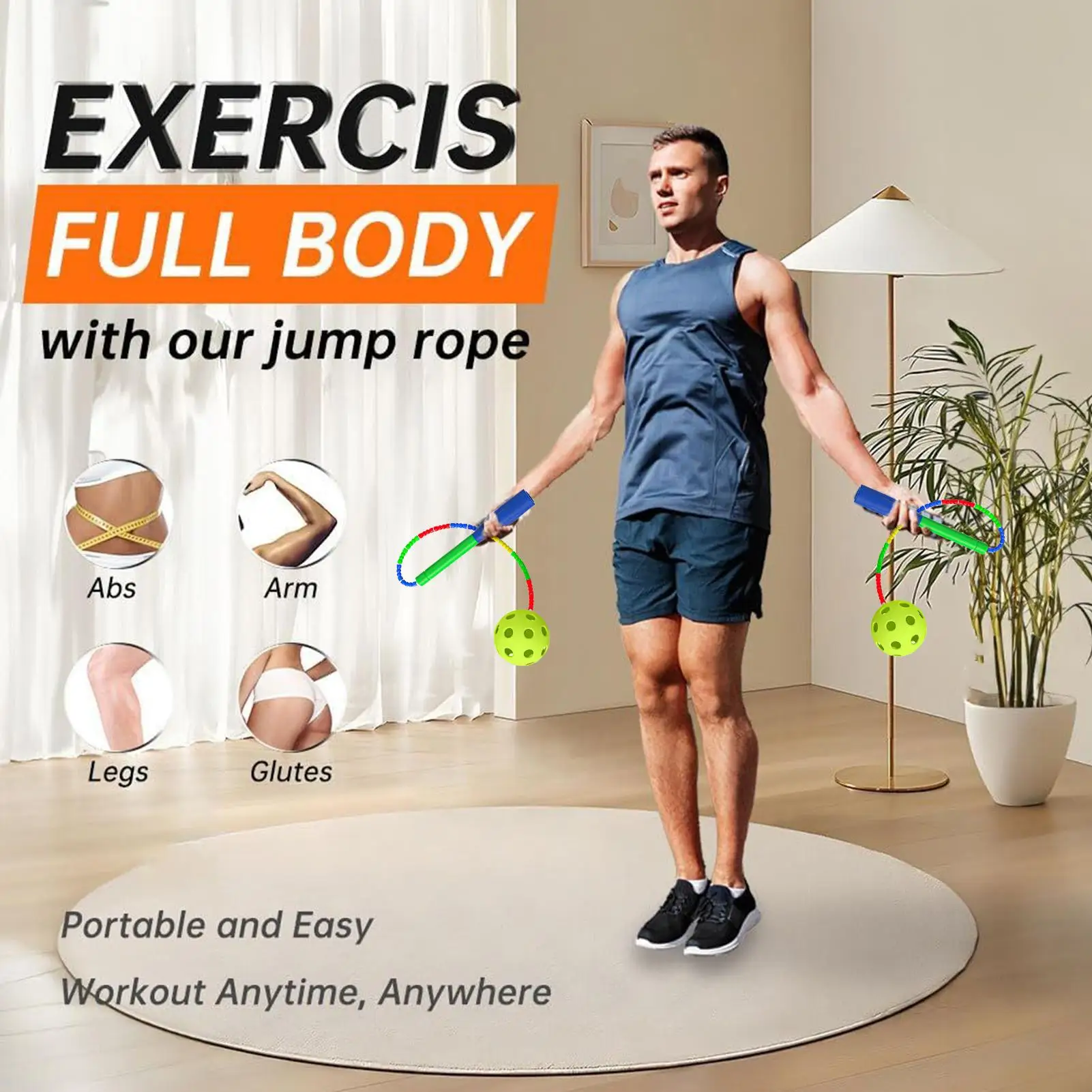 Skipping Rope Jump Rope With Cordless Ball Workout Equipment Gym Exercise Tool For Home Women Men Outdoors Kids Fitness