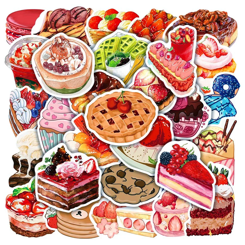 10/30/50PCS Cute Strawberry Dessert Cake Stickers INS Decoration Suitcase Scrapbooking Phone Laptop Stationery Kid Toy Sticker