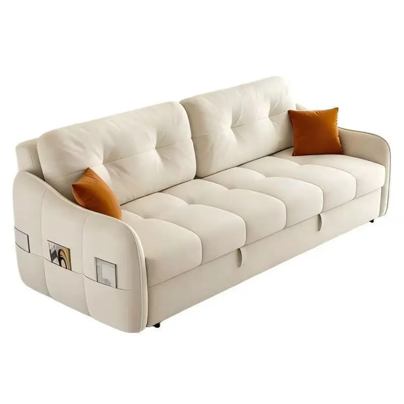 Leather sofa with storage, casual folding multifunctional sofa bed c