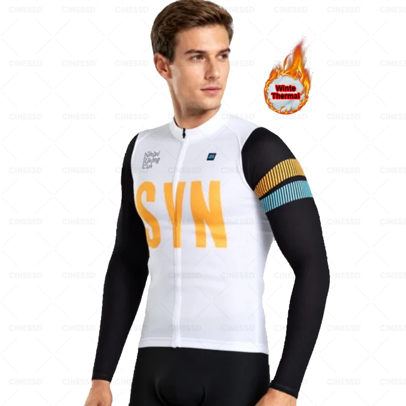 

Long Sleeve Bike Shirt Winter Cycling Clothing for Men Fleece Cycling Ropa Ciclismo Bicycle Clothing Suit with Pockets Bib Pants